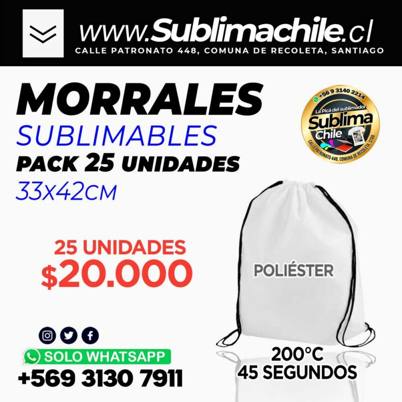 121 Pack 25 Morrales Sublimables