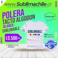Polera Tacto Algodón Blanca Sublimable $3.500