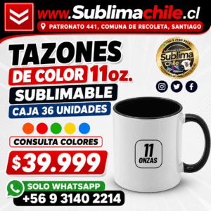 Tazones de Color Sublimable 11oz