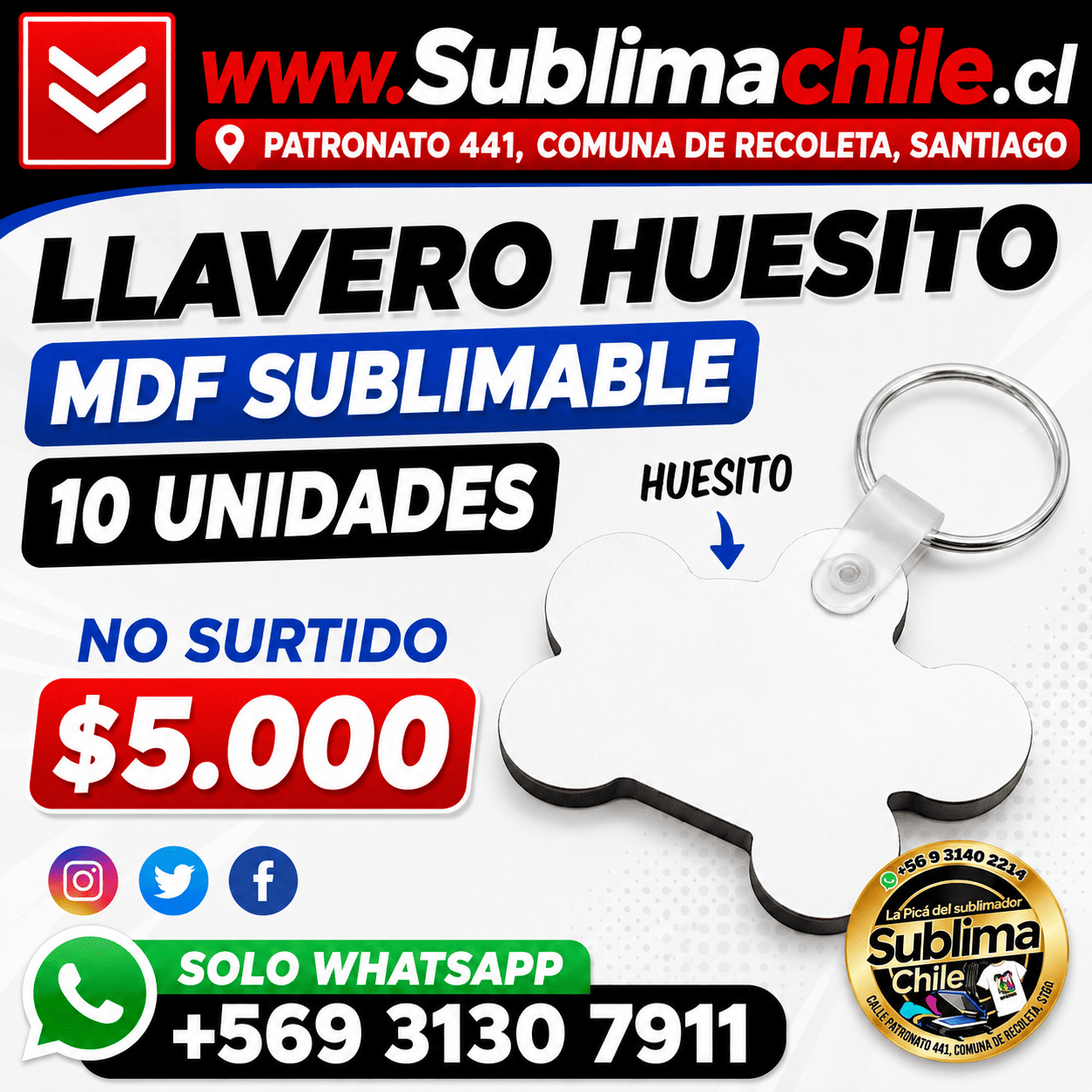LLaveros Huesito MDF Sublimables 1 LLaveros Huesito MDF Sublimables