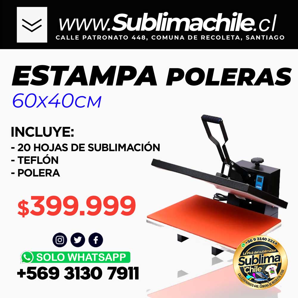 Maquina de Poleras 60x40 cm Sublimachile - Santiago
