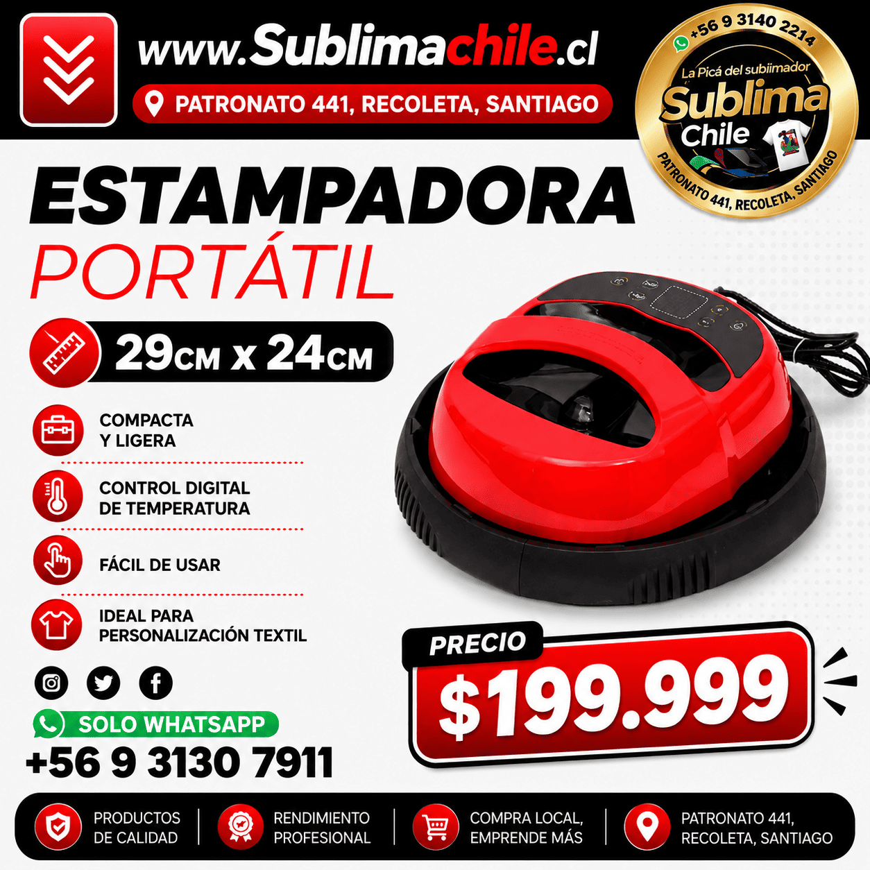 Estampadora Portátil 29x24 cm – Compacta, Digital y Fácil de Usar 1 Estampadora Portátil 29x24 cm – Compacta, Digital y Fácil de Usar