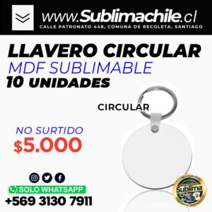 Llaveros MDF Sublimables Ambos Lados - Pack 10 Unidades