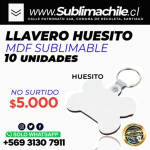 LLaveros Huesito Sublimables 10uni
