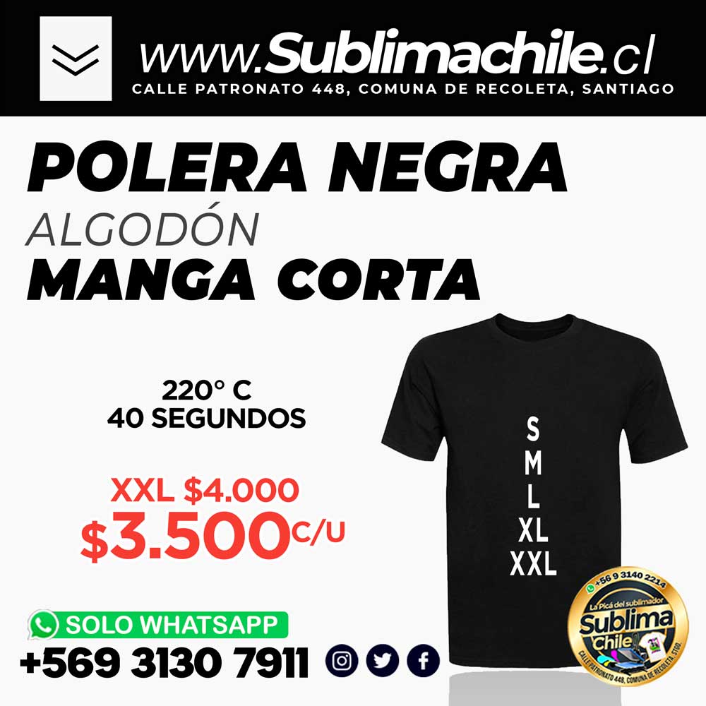 Polera Negra - Sublimachile - Santiago Chile