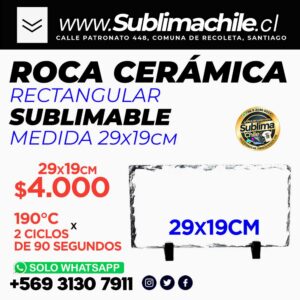 Roca cerámica rectangular Sublimable 29x19 cm