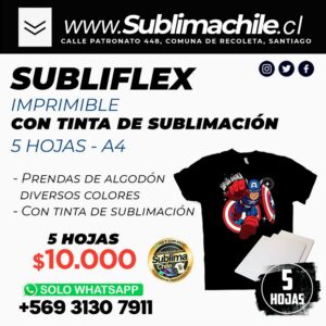 Papel Subli Flex 5 hojas