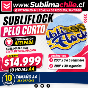 Subliflock Pelo Corto para Algodón o Sintetico - Pack 10 Hojas