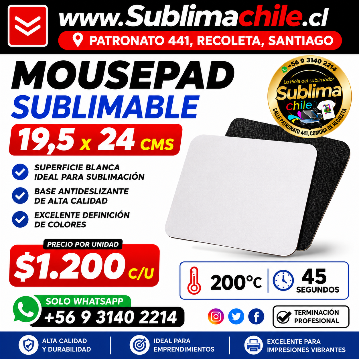 Mouse Pad Sublimar 1 Mouse Pad Sublimar