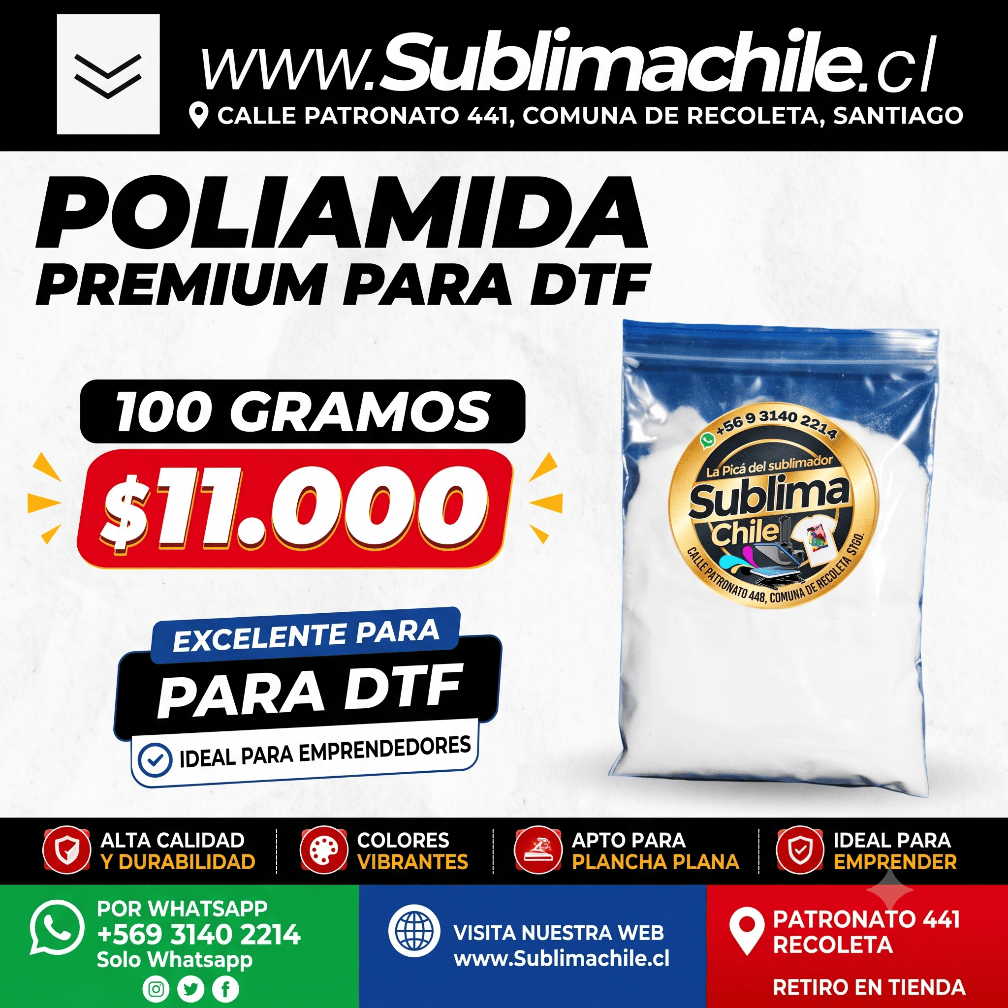 Poliamida 100 gr para Sublimación y DTF 1 Poliamida 100 gr para Sublimación y DTF