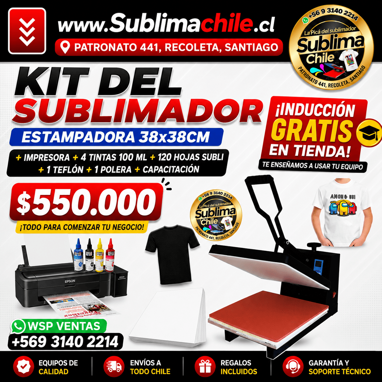 Kit del Sublimador 1: Impresora + Maquina estampadora 38x38 1 Kit del Sublimador 1: Impresora + Maquina estampadora 38x38