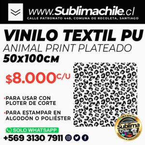 Vinilo Textil PU ANIMAL PRINT PLATEADO 50x100 cm.