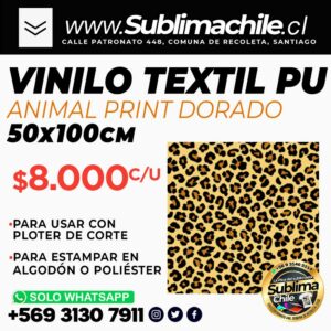 Vinilo Textil PU ANIMAL PRINT DORADO 50x100 cm.