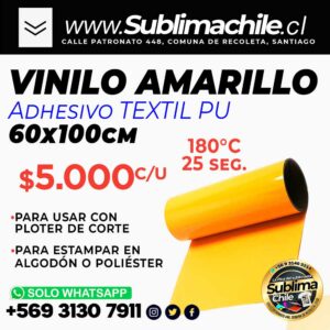 Vinilo Textil PU AMARILLO con pegamento 60x100 cm