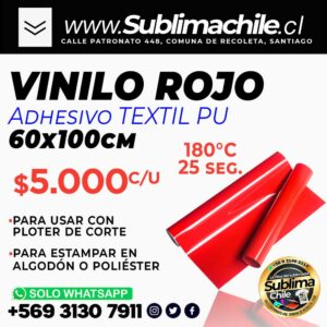 Vinilo Textil PU ROJO con pegamento 60x100 cm
