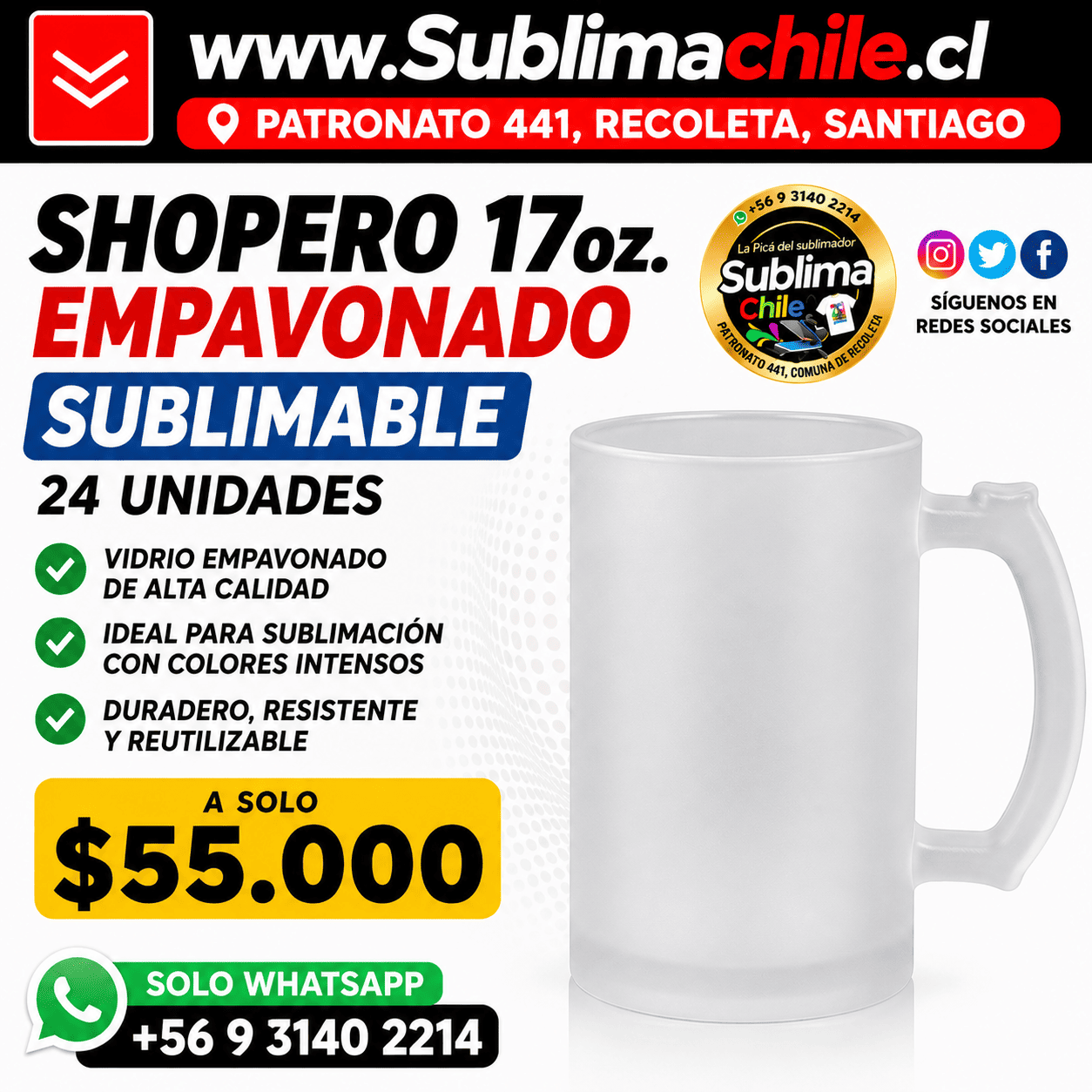 Shoperos Empavonados para Sublimar 17oz 24 Unidades 1 Shoperos Empavonados para Sublimar 17oz 24 Unidades