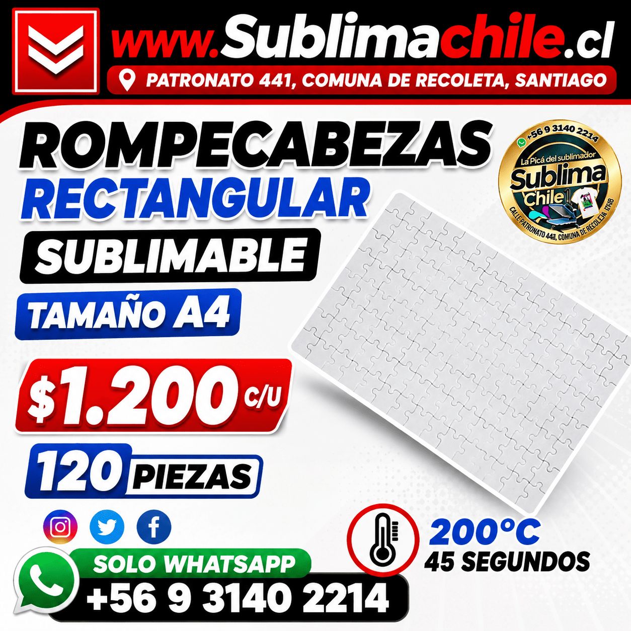 Rompecabezas A4 para Sublimar 29x20 cm 1 Rompecabezas A4 para Sublimar 29x20 cm
