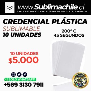 Credenciales Sublimables 10 Unidades