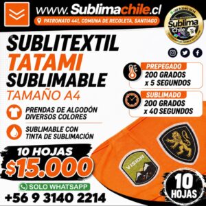 Sublitextil Tatami para Sublimar en Algodón o Poliester A4