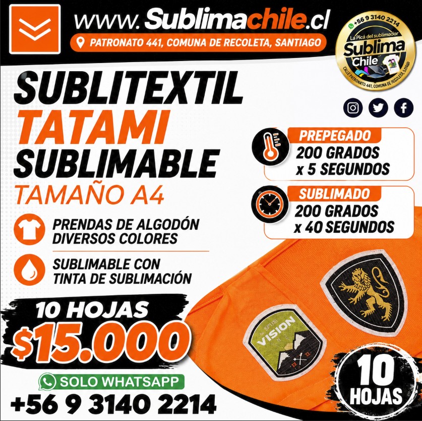 Sublitextil Tatami para Sublimar en Algodón o Poliester A4 1 Sublitextil Tatami para Sublimar en Algodón o Poliester A4