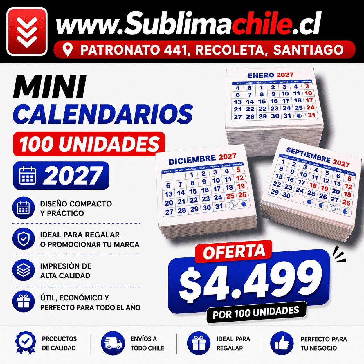 Mini Calendarios 2027 100 unidades 1 Mini Calendarios 2027 100 unidades