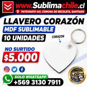 LLaveros de Corazón Sublimables MDF