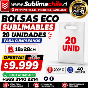 Bolsas Eco TNT Sublimables 18x28cm