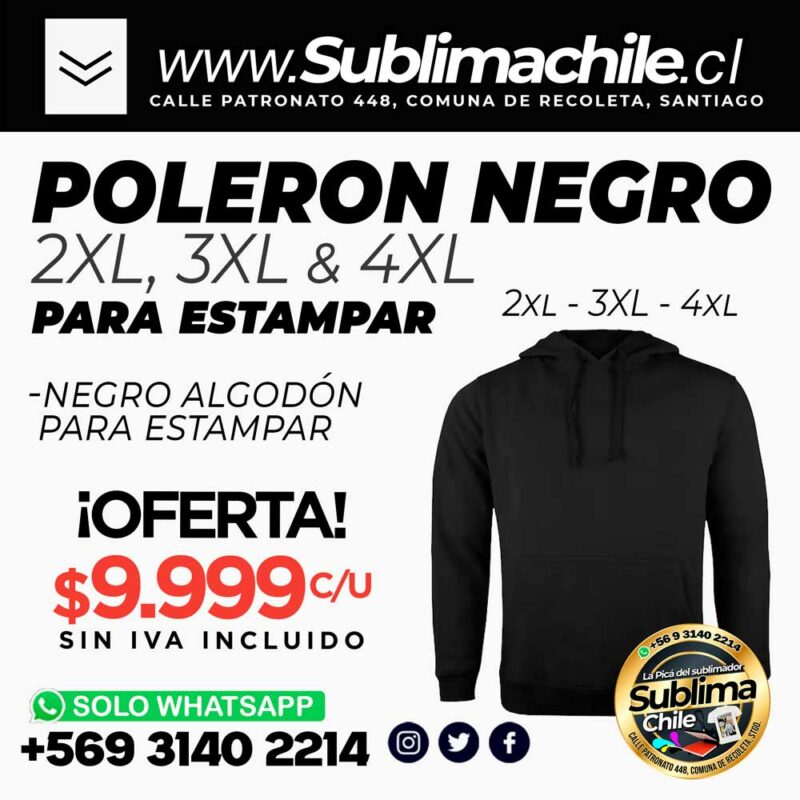 195 A Poleron Algodon Negro