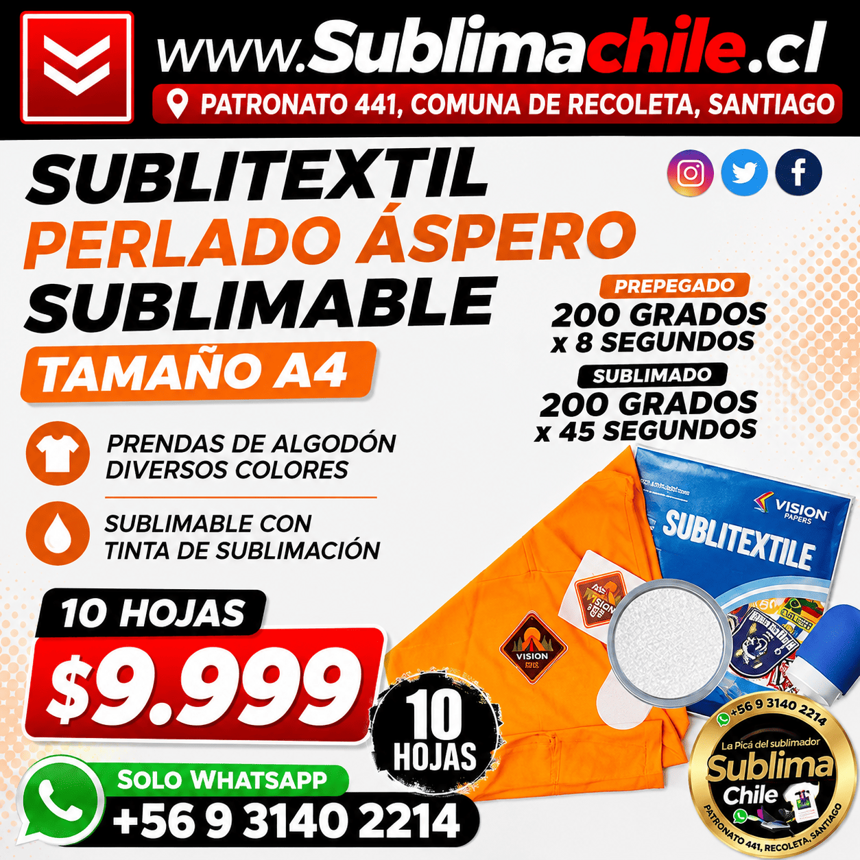 Papel Sublitextil Perlado Áspero 10 Hojas A4 1 Papel Sublitextil Perlado Áspero 10 Hojas A4