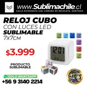 Reloj Cubo Sublimable 7x7 cm