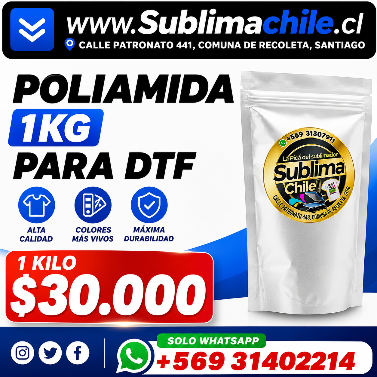Poliamida 1 kg para DTF y Sublimación 1 Poliamida 1 kg para DTF y Sublimación