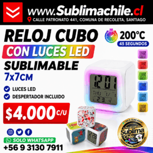 Reloj Cubo Sublimable 7x7 cm