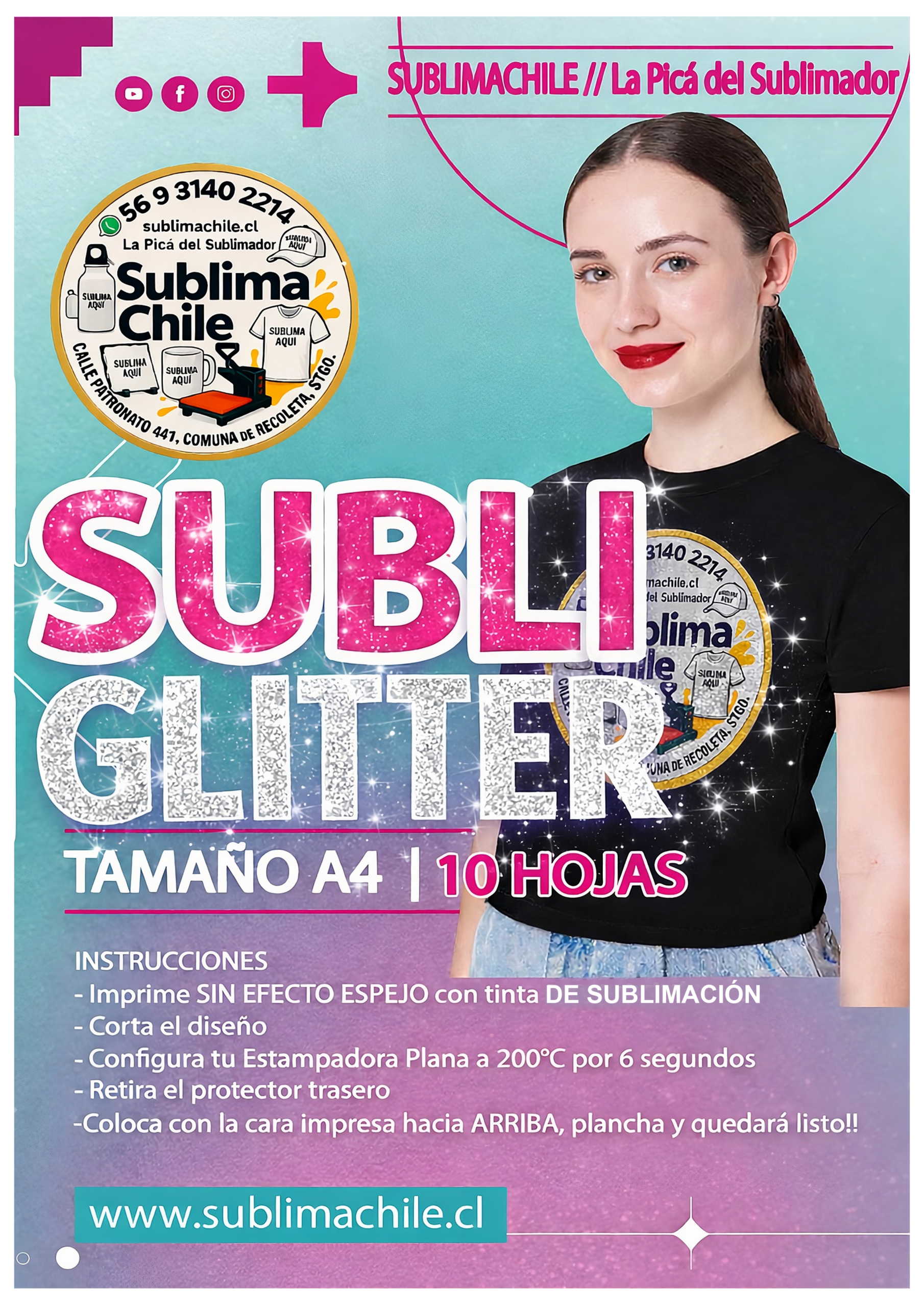 Vinilo Sublimable Subli Glitter para algodón 1 Vinilo Sublimable Subli Glitter para algodón