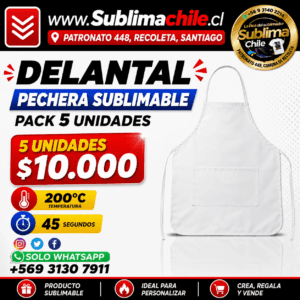 Delantal pechera sublimable blanca
