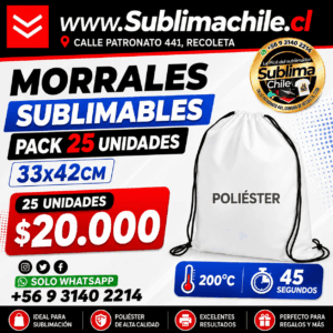 Morrales Sublimables de Poliéster 33x42 cm – Pack 25 Unidades