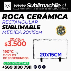 Roca cerámica rectangular Sublimable 19x14cm