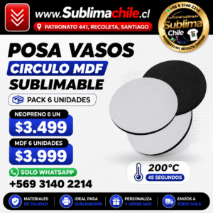 Posavaso Sublimable MDF 6 Unidades