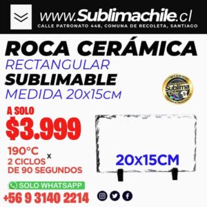 Roca Rectangular Sublimable 14x19 cm