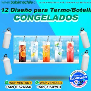 Pack 10 plantillas para  botellas Congeladas para sublimar - Diseños de alta calidad - PNG