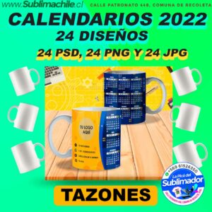 Pack 24 Diseños de Calendarios 2022 Editables para Tazones - PSD, PNG, JPG