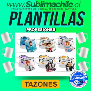 90 Plantillas editables PROFESIONES para Tazones - 300 DPI - Incluye PNG y PSD