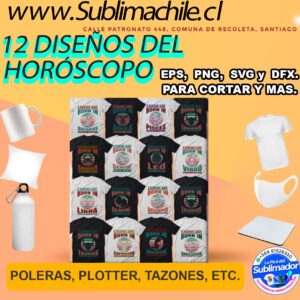 12 Diseños del Horóscopo en SVG, PNG, DXF y EPS