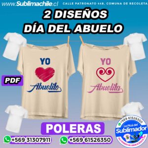 2 Diseños Día de los Abuelos para Sublimar en Poleras - PDF y PNG