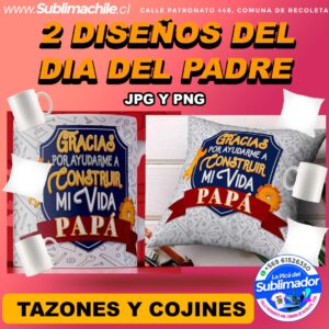 2 Diseños Dia del Padre para Sublimar Tazones y Cojines Editables - JPG y PSD