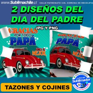 2 Diseños Día del Padre para Sublimar Tazones y Cojines Editables- PSD y JPG