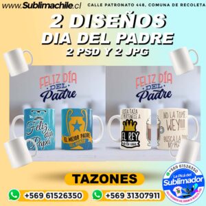 2 Diseños Dia del Padre para Sublimar en Tazones - JPG y PSD