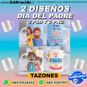 2 Diseños Día del Padre para sublimar tazones - PNG y PSD Editables