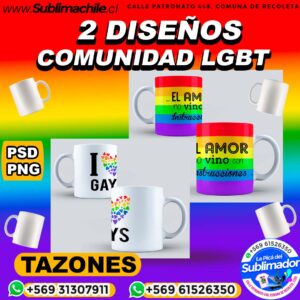 2 Diseños Editables de la comunidad LGBT para Sublimar en Tazones  - PNG y PSD