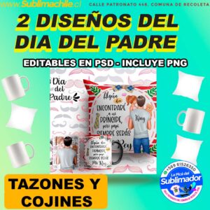 2 Diseños de Dia del Padre para Sublimar Tazones y Cojines Editables - PSD y PNG