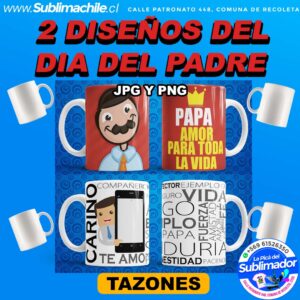 2 Diseños Feliz Día del Padre para Sublimar Tazones Editables - JPG y PSD